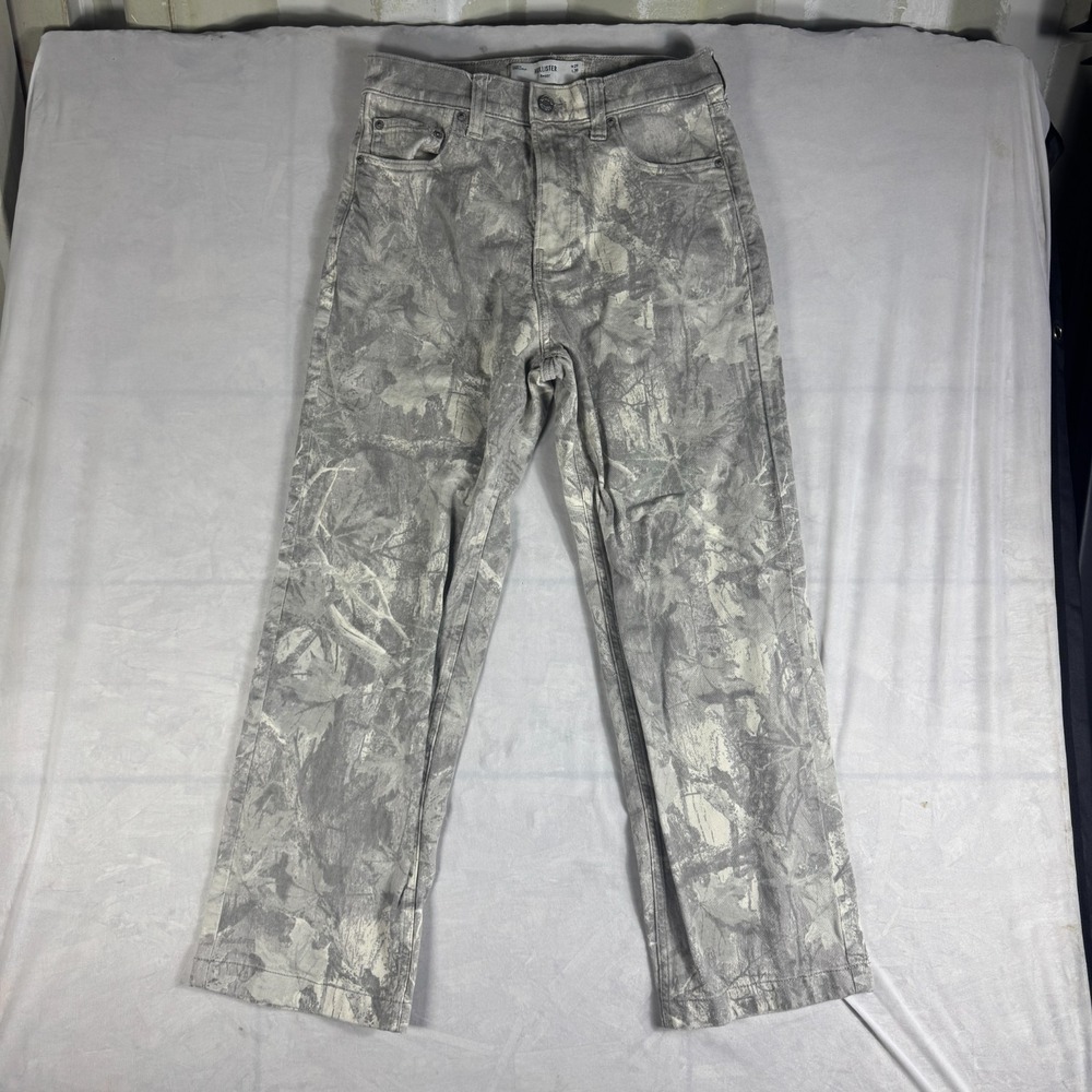 Hollister Mens Baggy Jeans Gray Real Tree Camo 5 Pockets Streetwear W29 L30